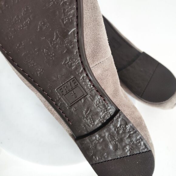 Frye Ballet Flats Size 10 Taupe Leather Suede Trendy Regina Pointed Toe Coquette - Picture 13 of 13